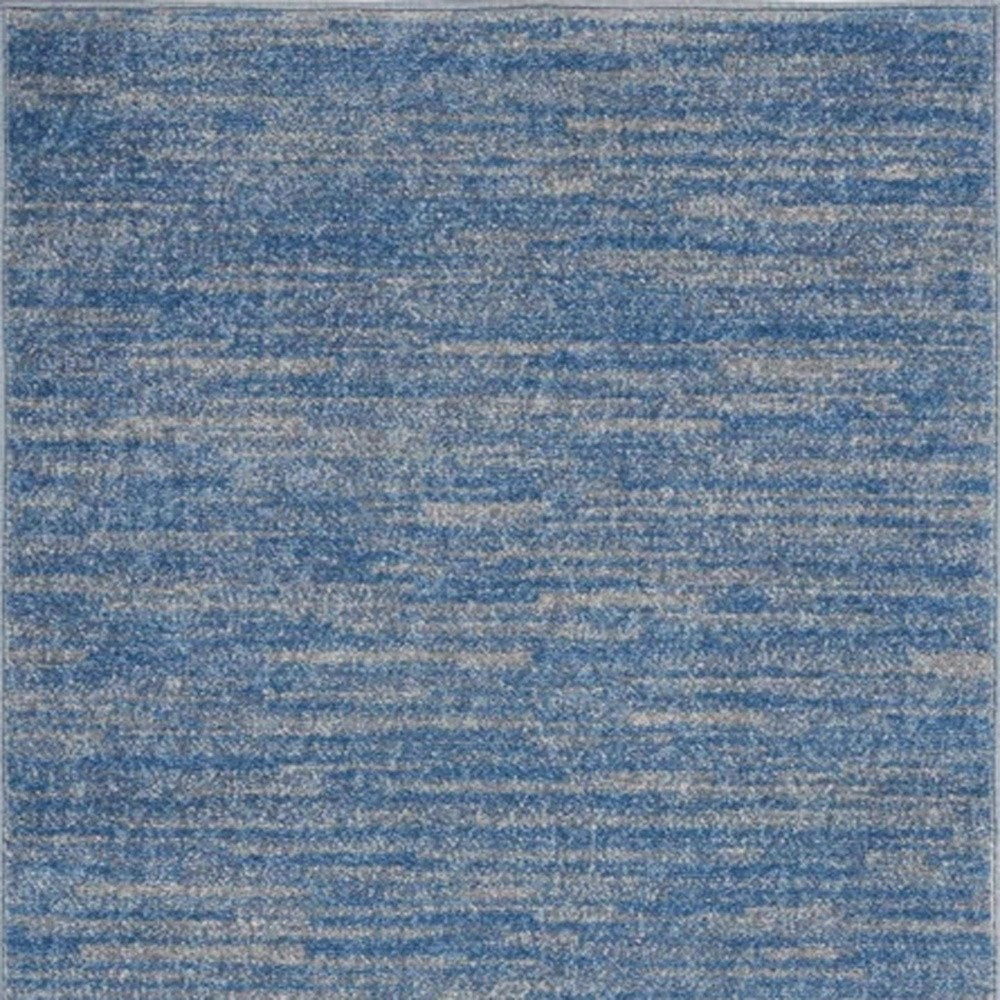 4' Runner Blue And Gray Indoor Outdoor Runner Rug