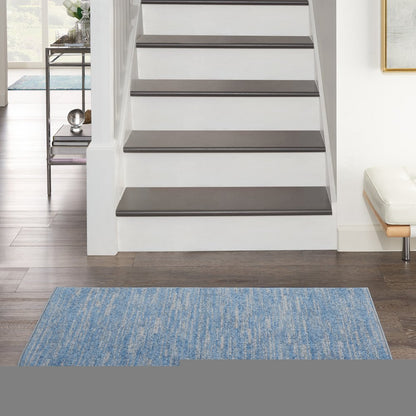 4' Runner Blue And Gray Indoor Outdoor Runner Rug