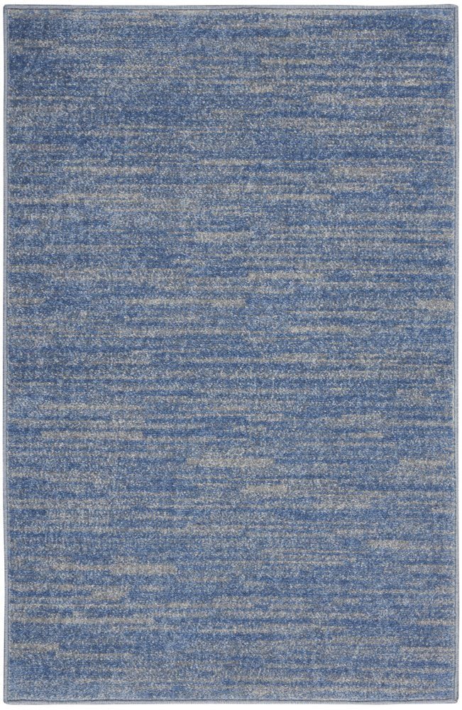 4' Runner Blue And Gray Indoor Outdoor Runner Rug