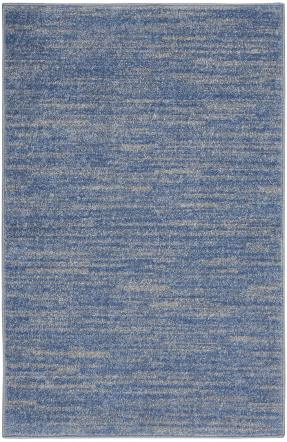 4' Runner Blue And Gray Indoor Outdoor Runner Rug
