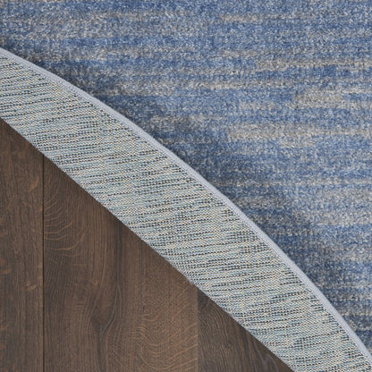 4' Blue And Gray Round Indoor Outdoor Area Rug