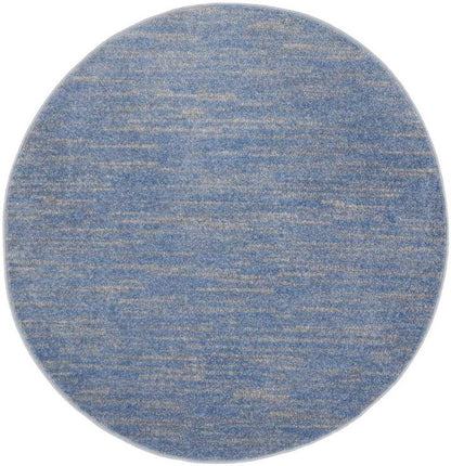 4' Blue And Gray Round Indoor Outdoor Area Rug