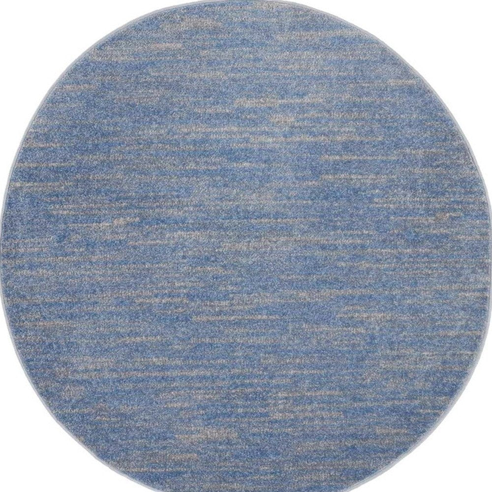 4' Blue And Gray Round Indoor Outdoor Area Rug