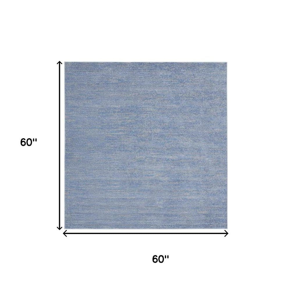 5' X 5' Blue And Gray Square Indoor Outdoor Area Rug