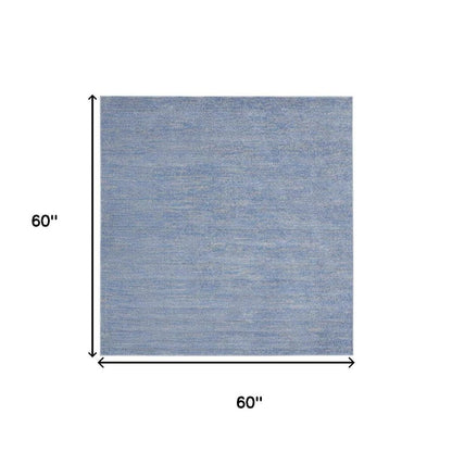 5' X 5' Blue And Gray Square Indoor Outdoor Area Rug