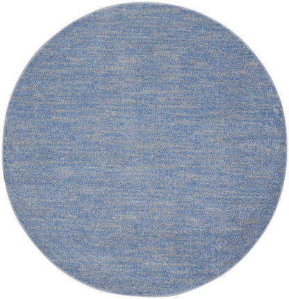 6' X 6' Blue And Gray Round Indoor Outdoor Area Rug
