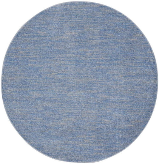 6' X 6' Blue And Gray Round Indoor Outdoor Area Rug