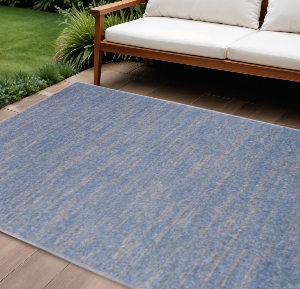9' X 12' Blue And Gray Indoor Outdoor Area Rug
