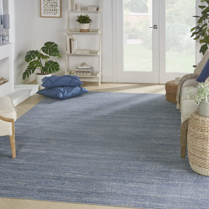 9' X 12' Blue And Gray Indoor Outdoor Area Rug