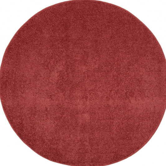 4' Brick Red Round Indoor Outdoor Area Rug
