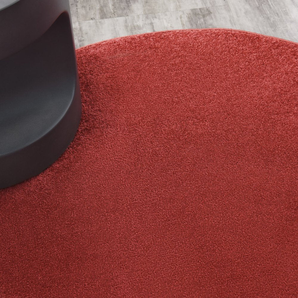 4' Brick Red Round Indoor Outdoor Area Rug