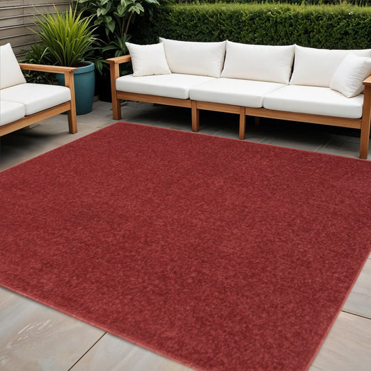 5' X 5' Brick Red Square Indoor Outdoor Area Rug