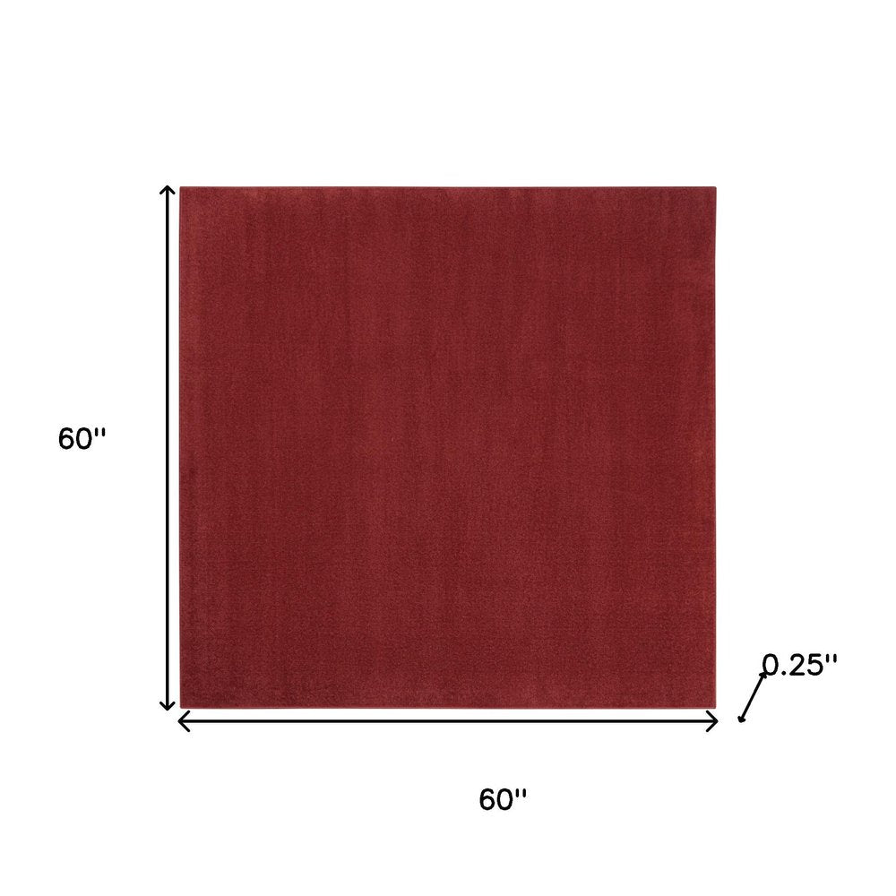 5' X 5' Brick Red Square Indoor Outdoor Area Rug