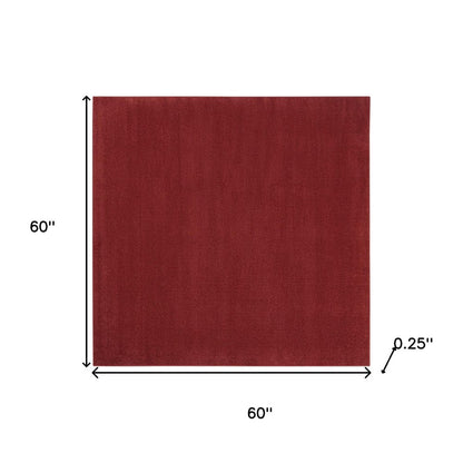 5' X 5' Brick Red Square Indoor Outdoor Area Rug