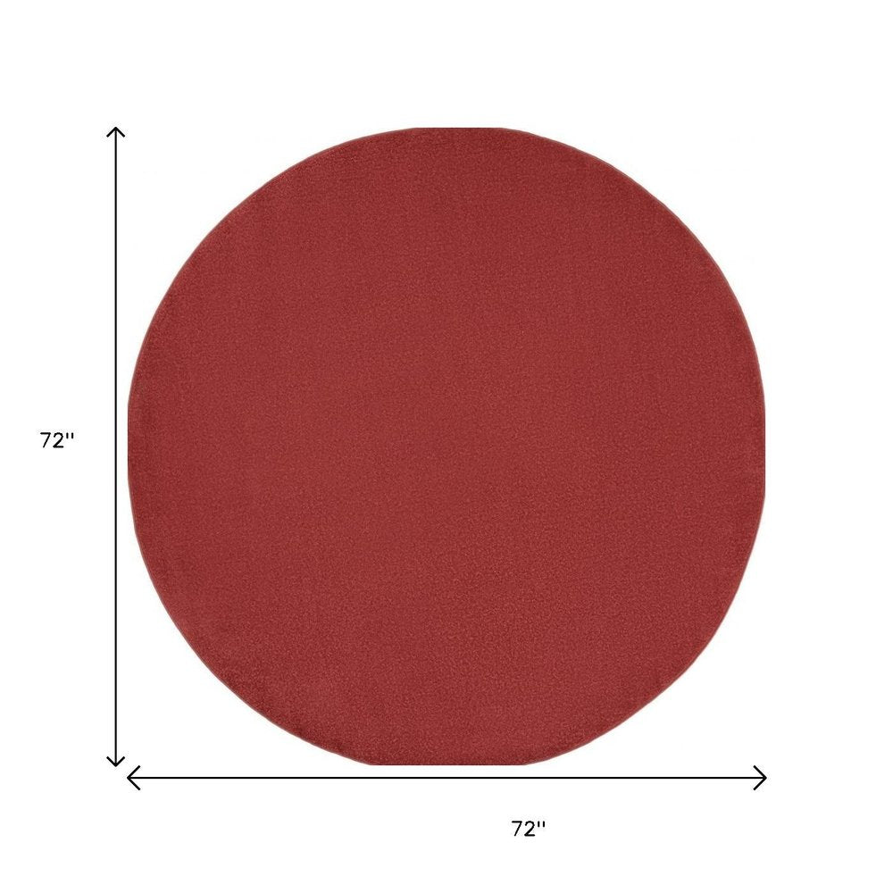 6' X 6' Brick Red Round Indoor Outdoor Area Rug