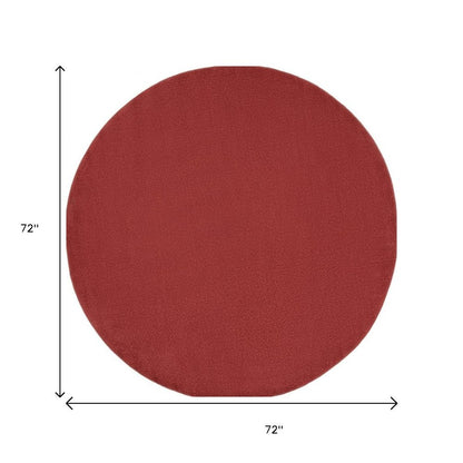 6' X 6' Brick Red Round Indoor Outdoor Area Rug