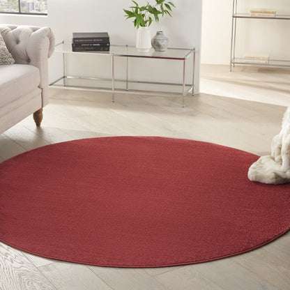 6' X 6' Brick Red Round Indoor Outdoor Area Rug