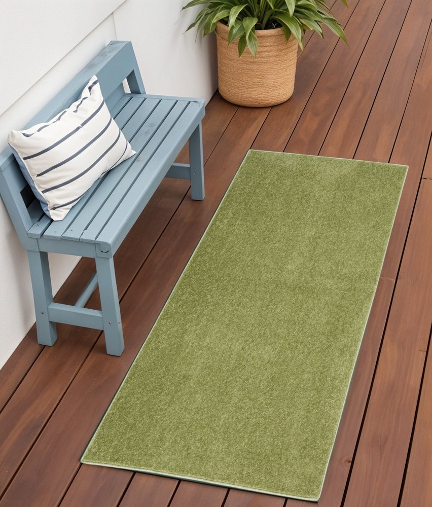 4' Runner Green Indoor Outdoor Runner Rug