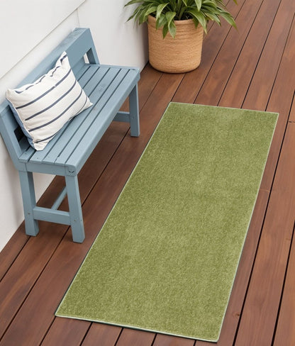 4' Runner Green Indoor Outdoor Runner Rug