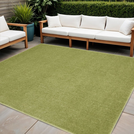 5' X 5' Green Square Indoor Outdoor Area Rug