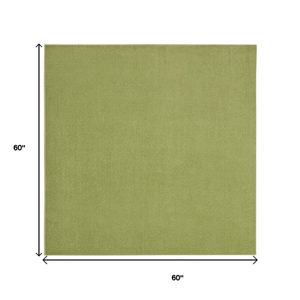 5' X 5' Green Square Indoor Outdoor Area Rug