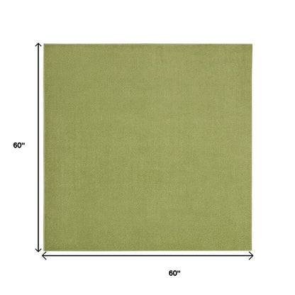 5' X 5' Green Square Indoor Outdoor Area Rug