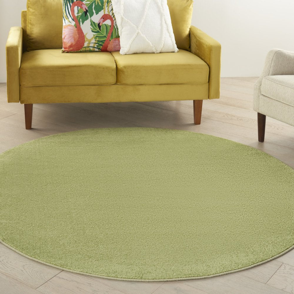 6' X 6' Green Round Indoor Outdoor Area Rug
