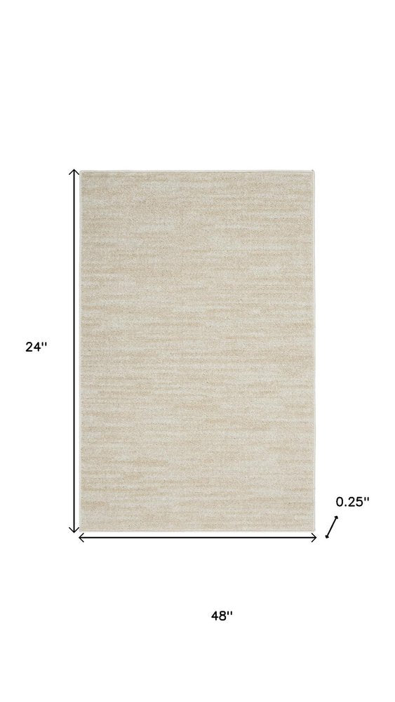 4' Runner Beige And Ivory Indoor Outdoor Runner Rug