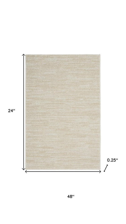 4' Runner Beige And Ivory Indoor Outdoor Runner Rug