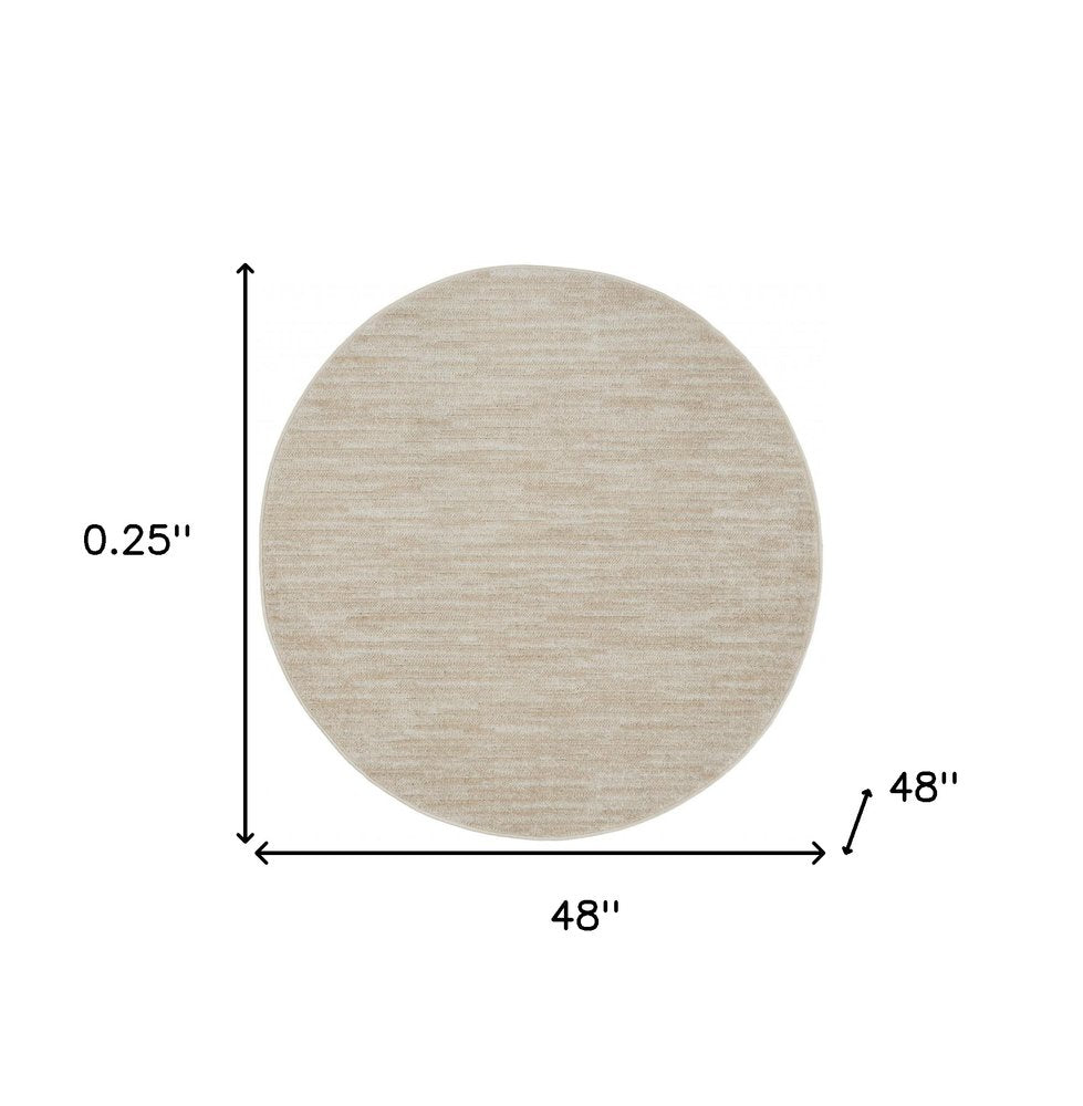 4' Beige And Ivory Round Indoor Outdoor Area Rug