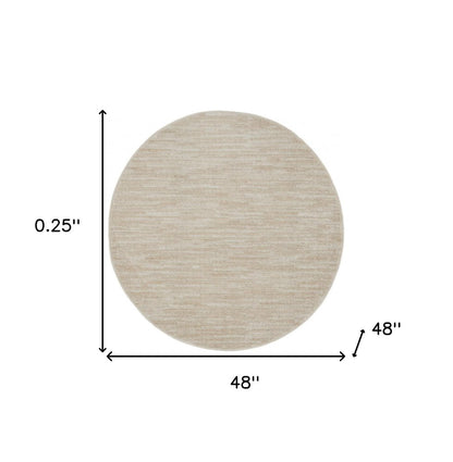 4' Beige And Ivory Round Indoor Outdoor Area Rug