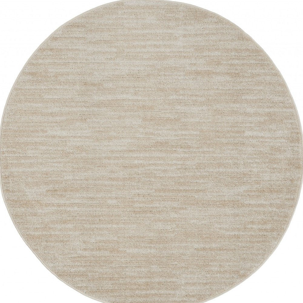 4' Beige And Ivory Round Indoor Outdoor Area Rug