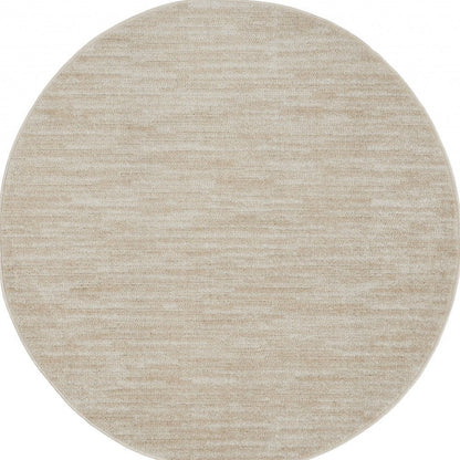 4' Beige And Ivory Round Indoor Outdoor Area Rug