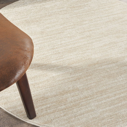 4' Beige And Ivory Round Indoor Outdoor Area Rug