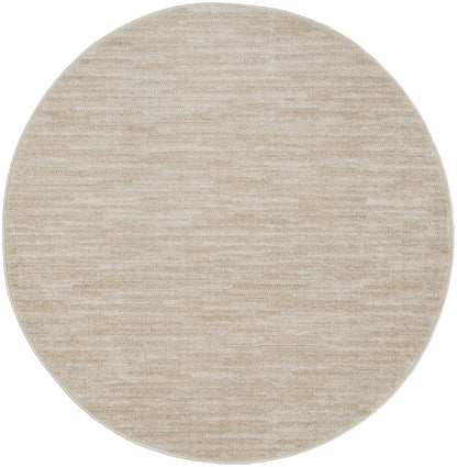 4' Beige And Ivory Round Indoor Outdoor Area Rug