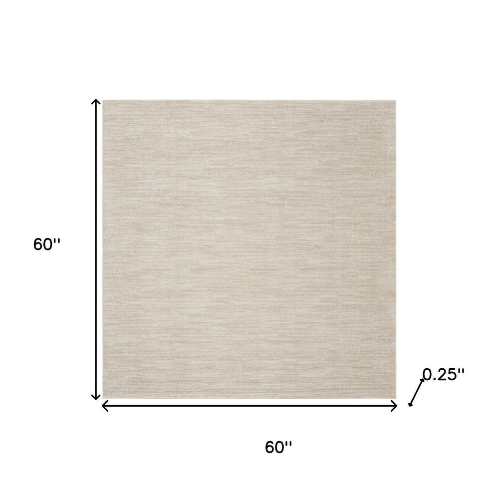 5' X 5' Beige And Ivory Square Indoor Outdoor Area Rug