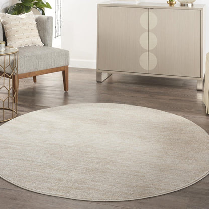 6' X 6' Beige And Ivory Round Indoor Outdoor Area Rug