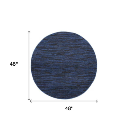 4' Blue Round Indoor Outdoor Area Rug