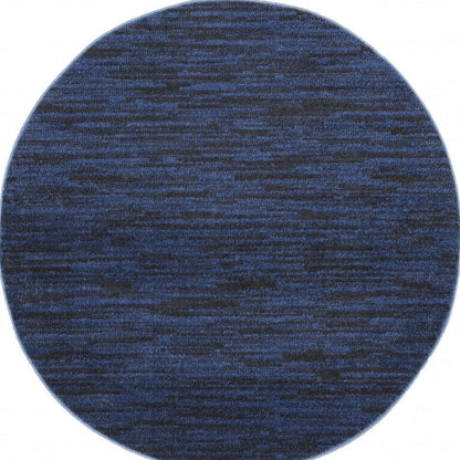 4' Blue Round Indoor Outdoor Area Rug