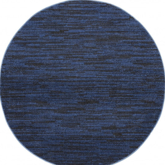 4' Blue Round Indoor Outdoor Area Rug