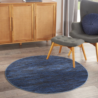 4' Blue Round Indoor Outdoor Area Rug