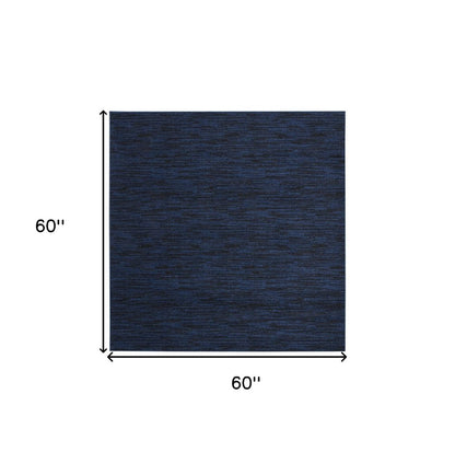 5' Midnight Blue Square Indoor Outdoor Area Rug
