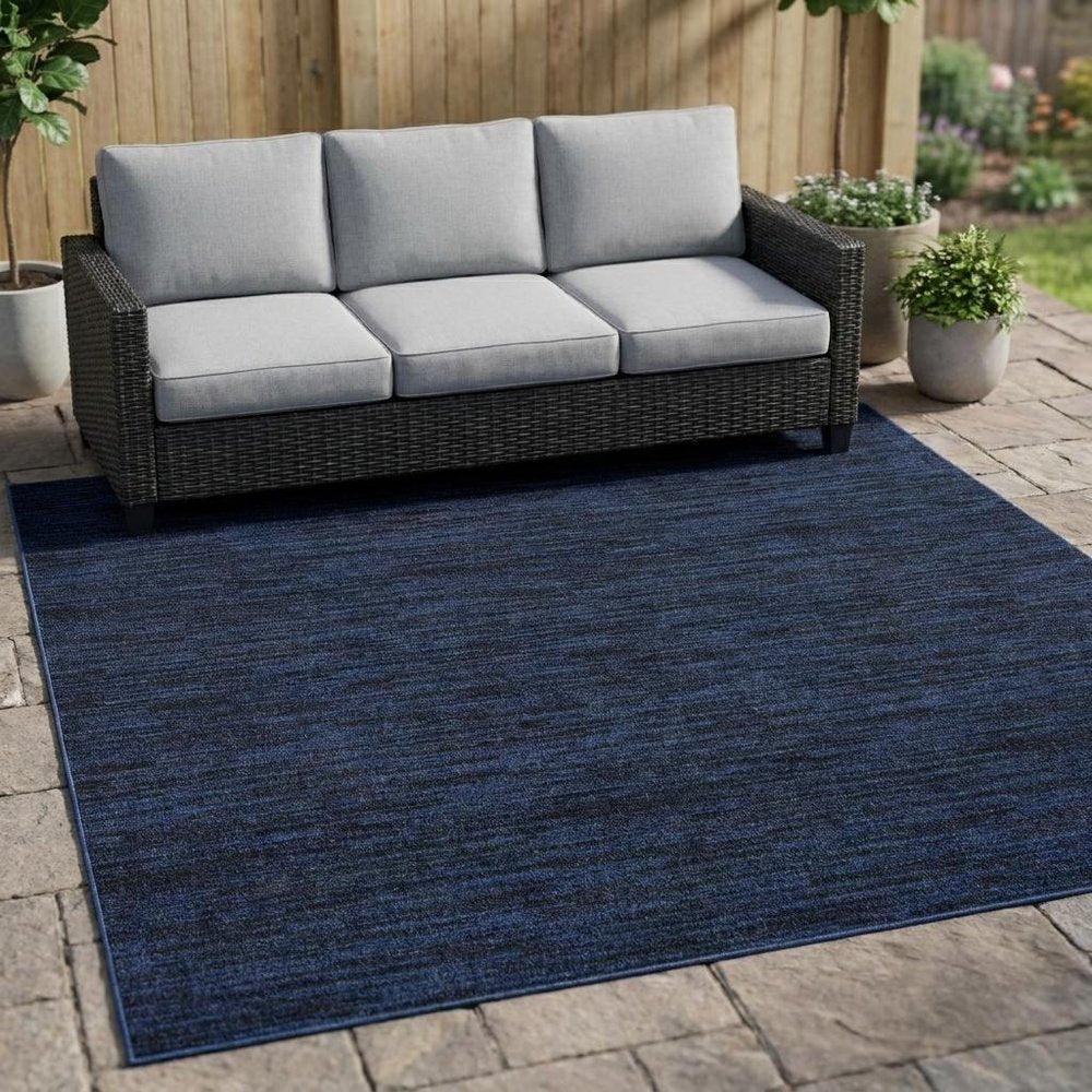 5' Midnight Blue Square Indoor Outdoor Area Rug