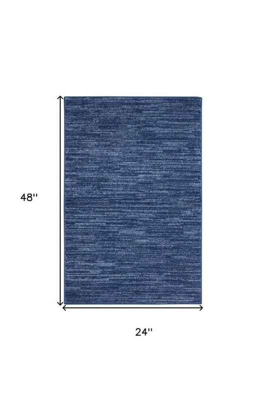 4' Runner Navy Blue Indoor Outdoor Runner Rug