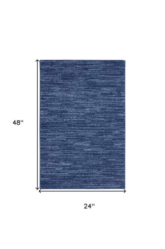 4' Runner Navy Blue Indoor Outdoor Runner Rug