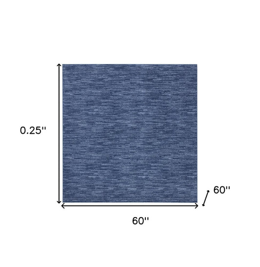 5' X 5' Blue Square Indoor Outdoor Area Rug