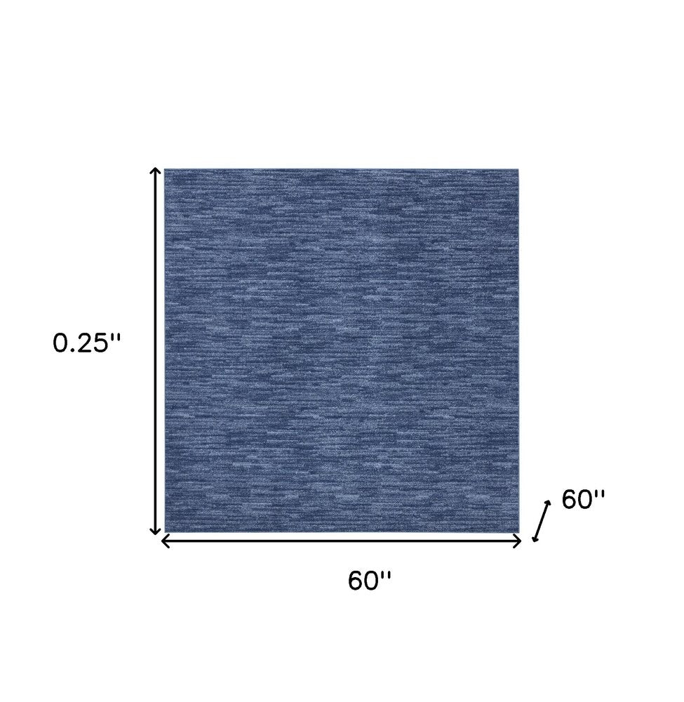 5' X 5' Blue Square Indoor Outdoor Area Rug