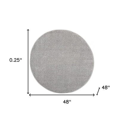 4' Gray Round Indoor Outdoor Area Rug