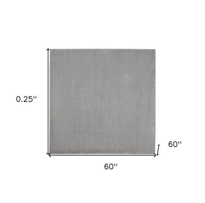 5' X 5' Gray Square Indoor Outdoor Area Rug