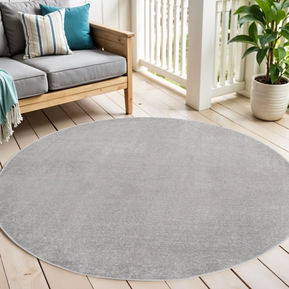 6' X 6' Gray Round Indoor Outdoor Area Rug